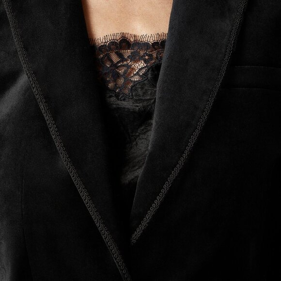 J. Crew Alexandra blazer in velvet black size 18 XL XXL braided trim CF274 - Picture 2 of 14